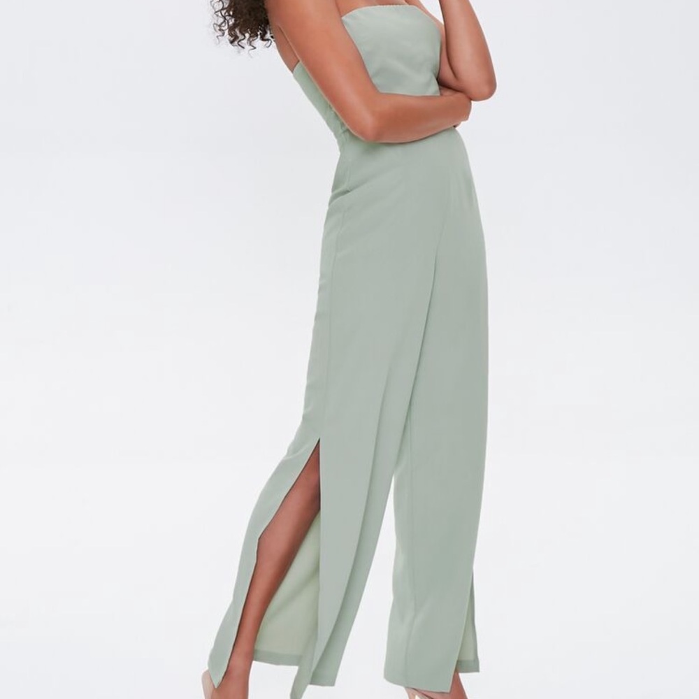 Strapless split-leg jumpsuit